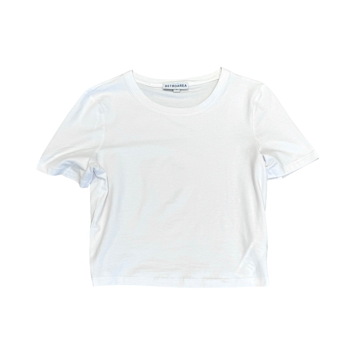 RETROAREA BASIC CROPPED SLIM T-SHIRT (WHITE)