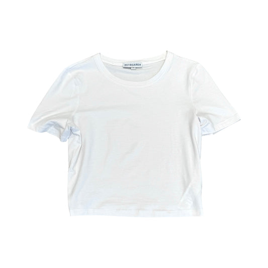 RETROAREA BASIC CROPPED SLIM T-SHIRT (WHITE)