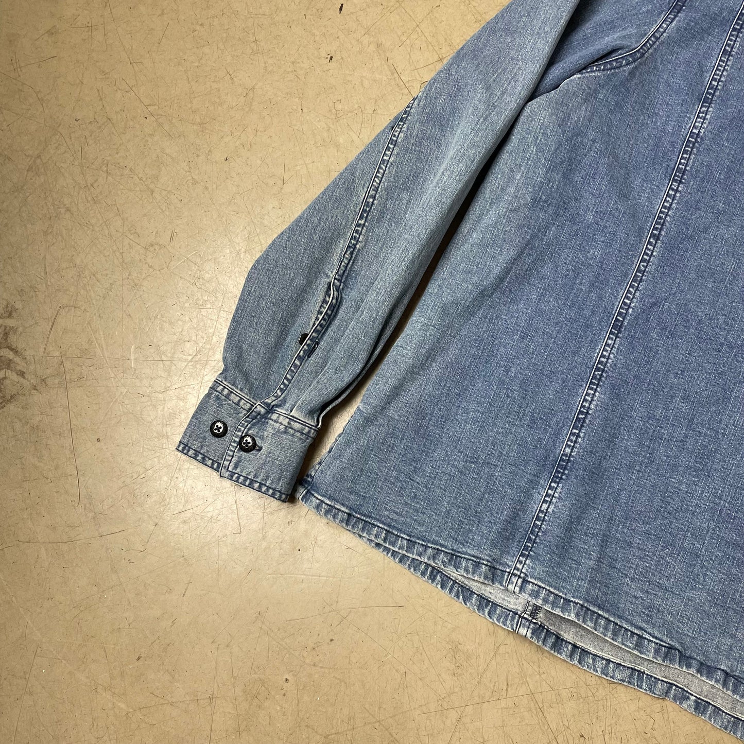 (L) WMN 1990s Harley Davidson Denim Hemd Jeans Shirt blau