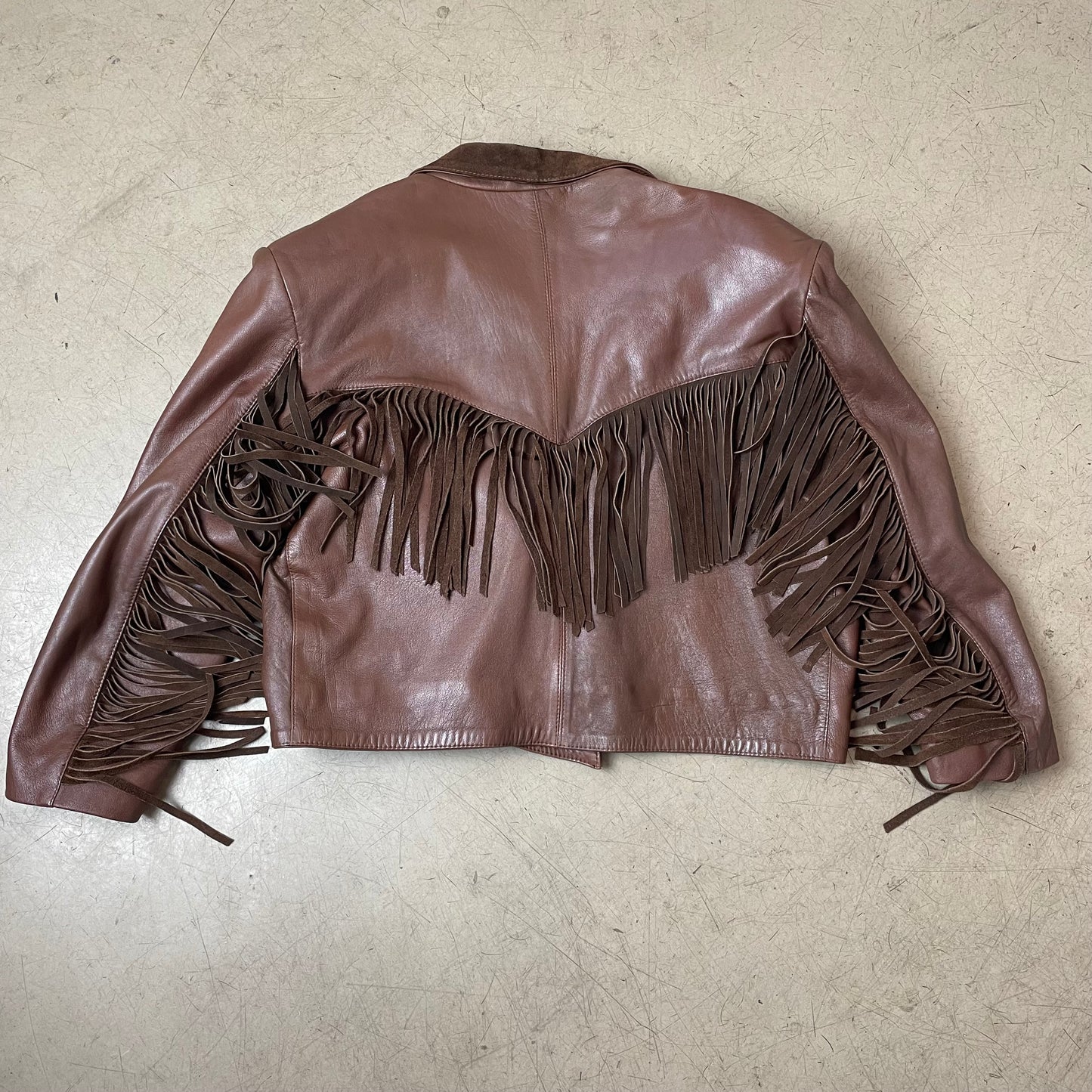 (S-M) Vintage Wmn Western Lederjacke Cowboy braun