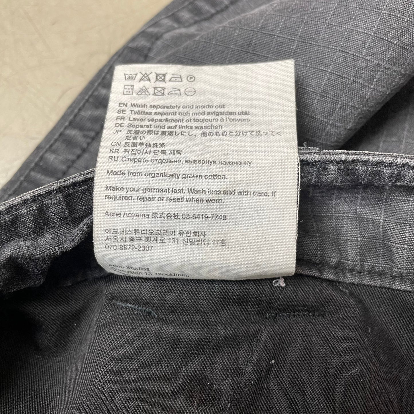 (M) Acne Studios Heavy Cargo Pants washed grau 46