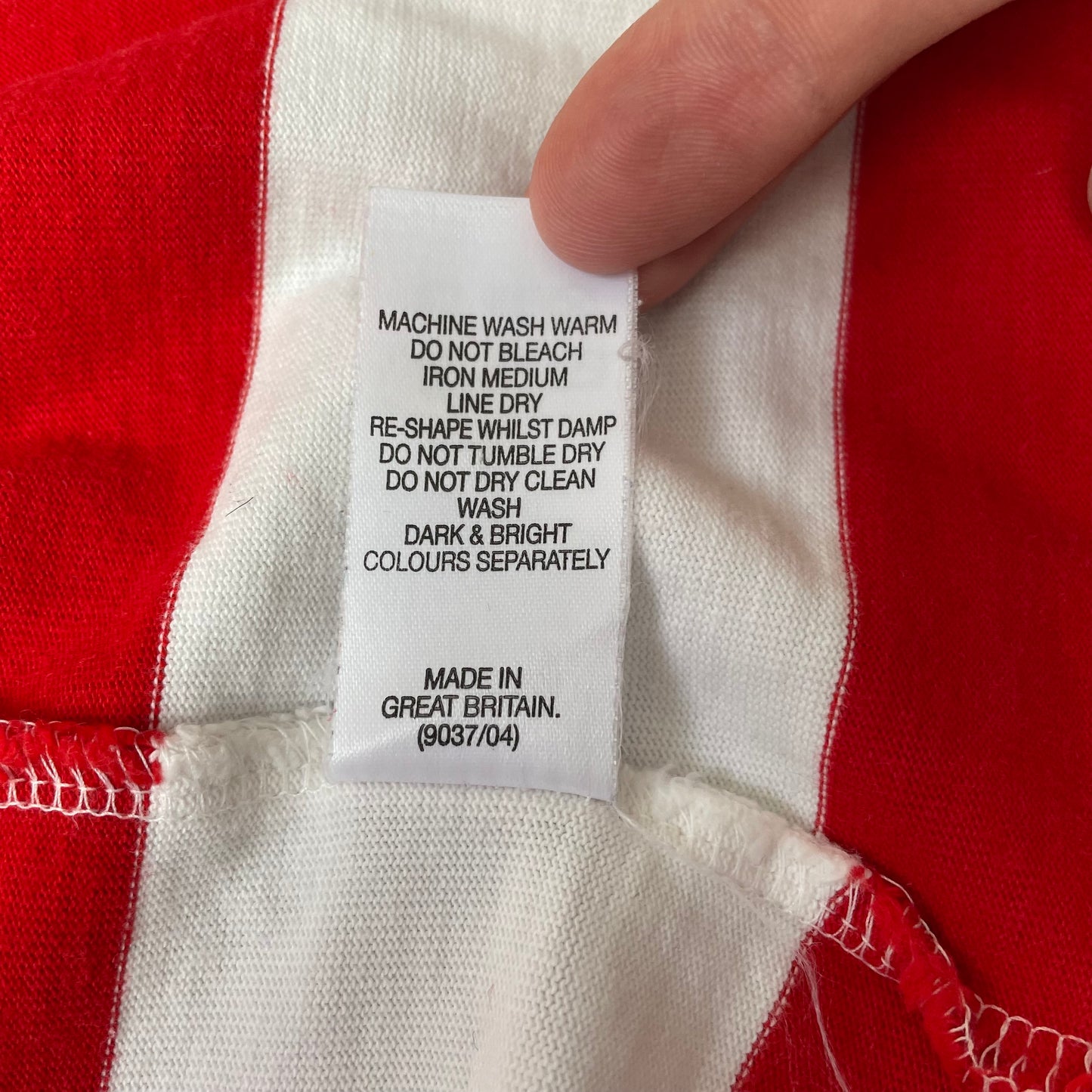 (L) Burberry Rugby Langarm Polo Longsleeve Shirt Rot Weiß gestreift