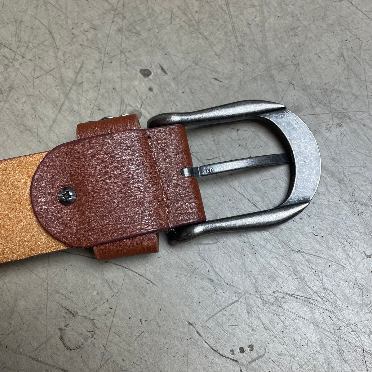 Vintage Studded Ledergürtel Silber braun 120cm