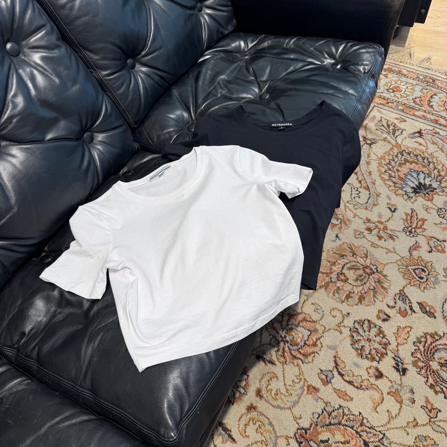 RETROAREA BASIC CROPPED SLIM T-SHIRT (WHITE)