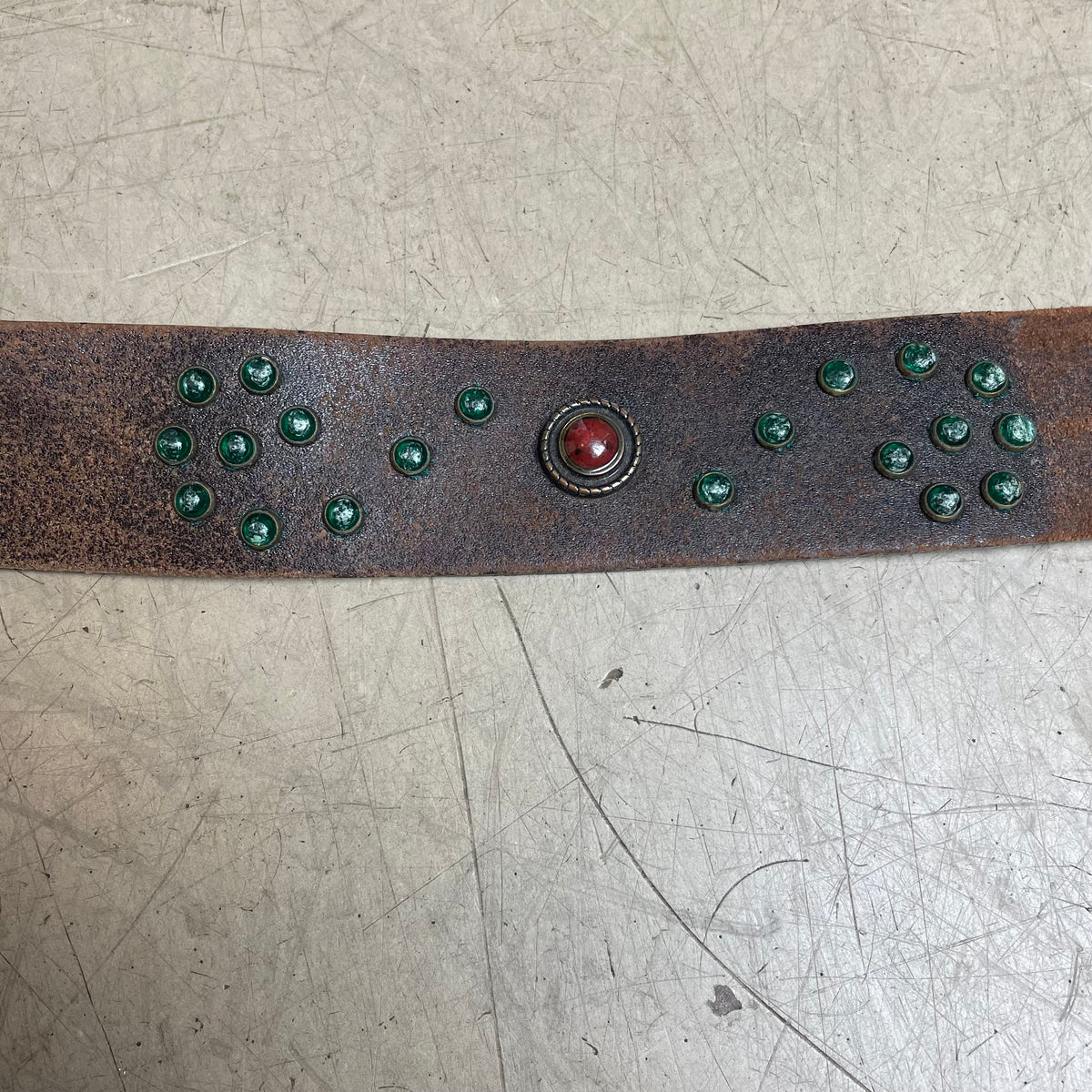 Vintage Studded Western Ledergürtel Türkis braun 114cm