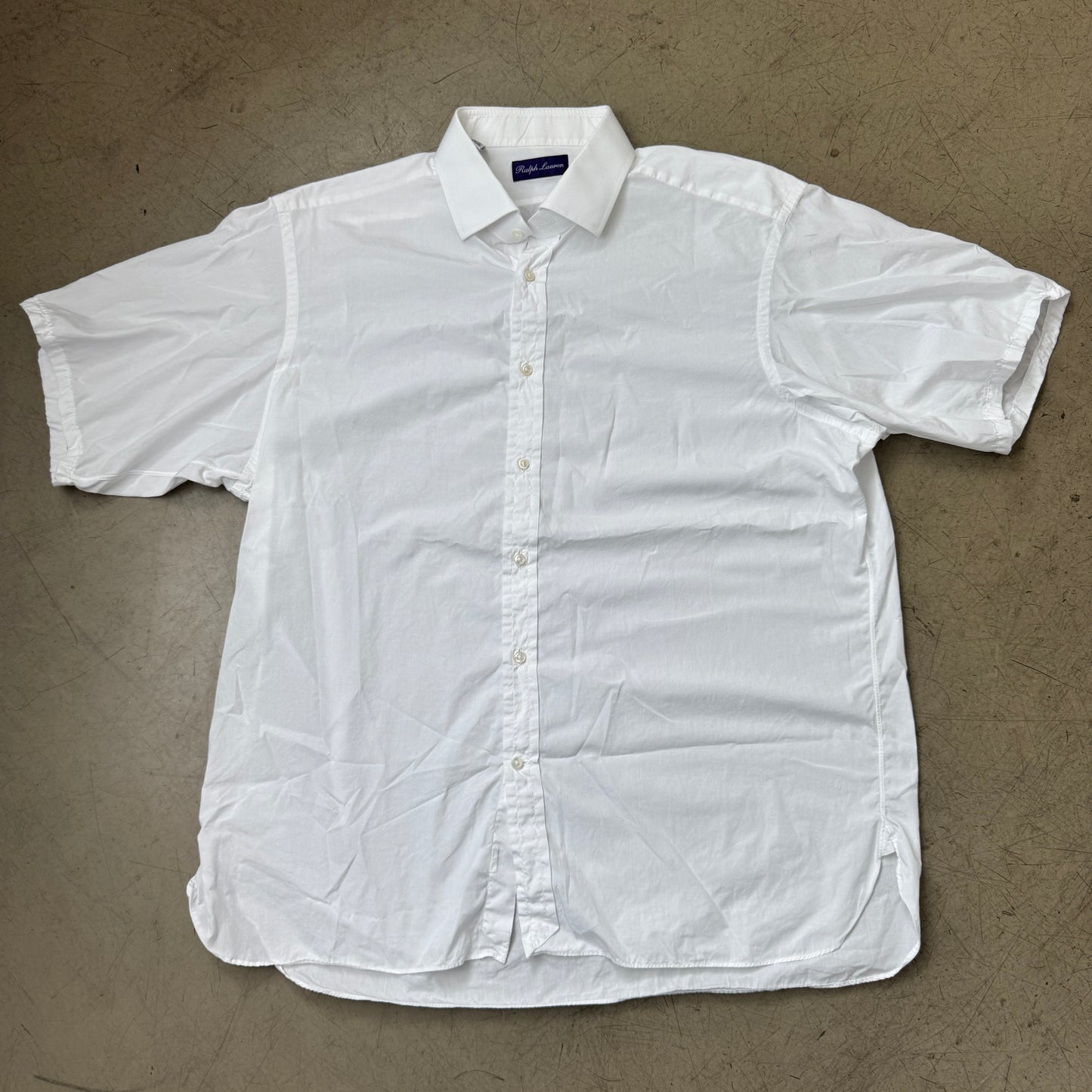(XL) Ralph Lauren Purple Label Boxy Kurzarm Hemd weiß US 17,5