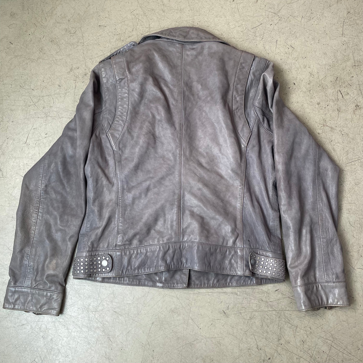 (L) Gipsy Biker Lederjacke grau Damen