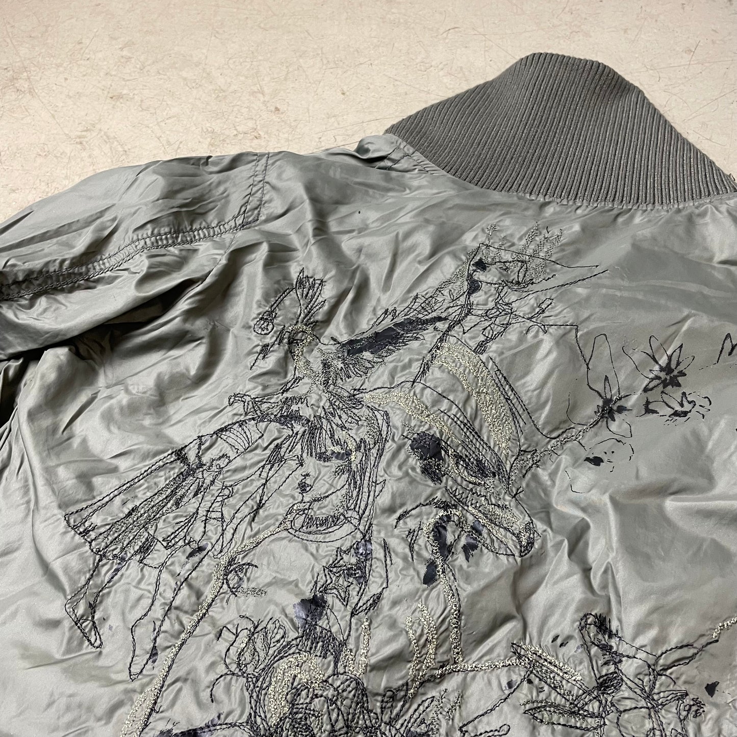 (M) 2000s Diesel Wmn Y2K Jacket grau stitched Motive