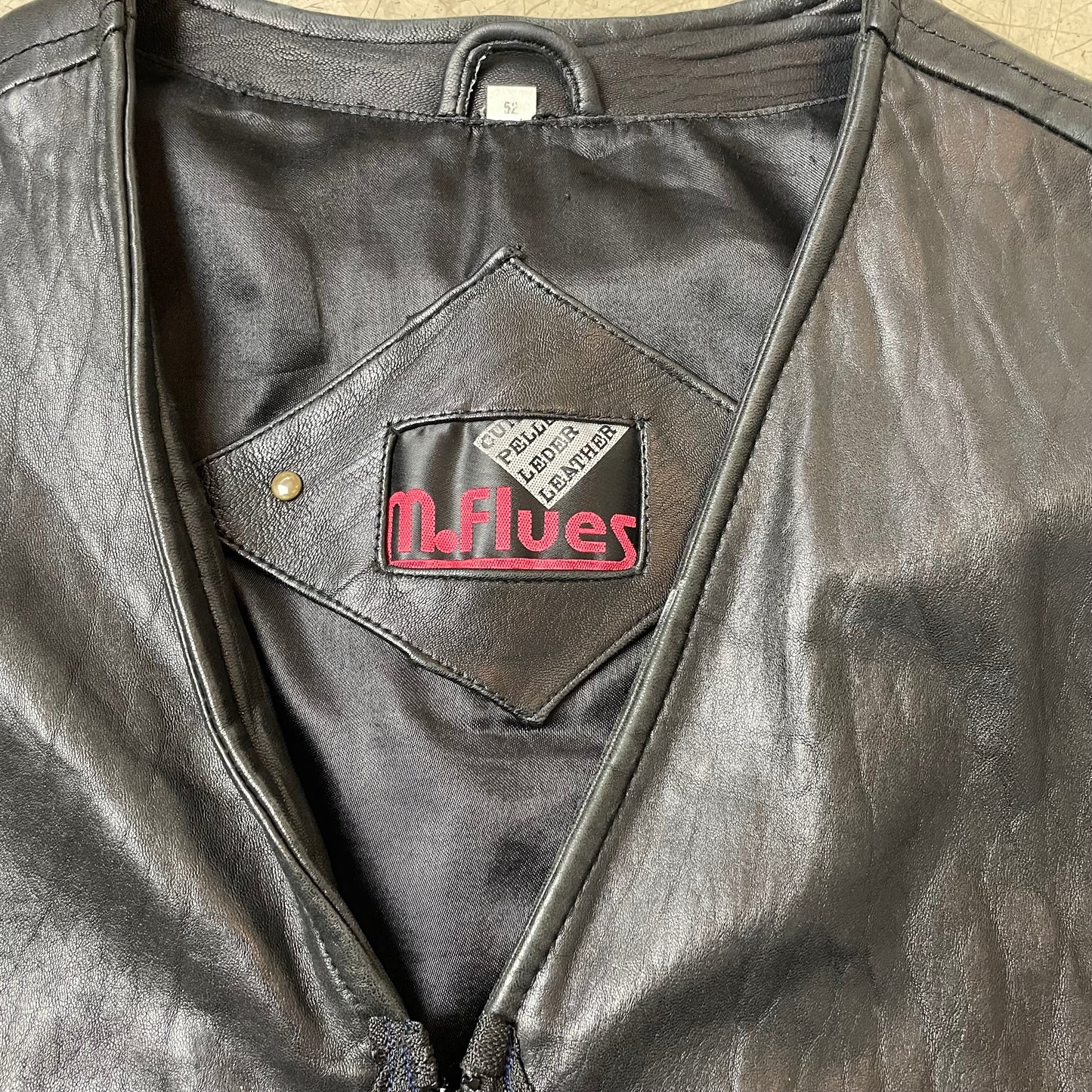 (L) Leder Biker Front Pocket Weste schwarz
