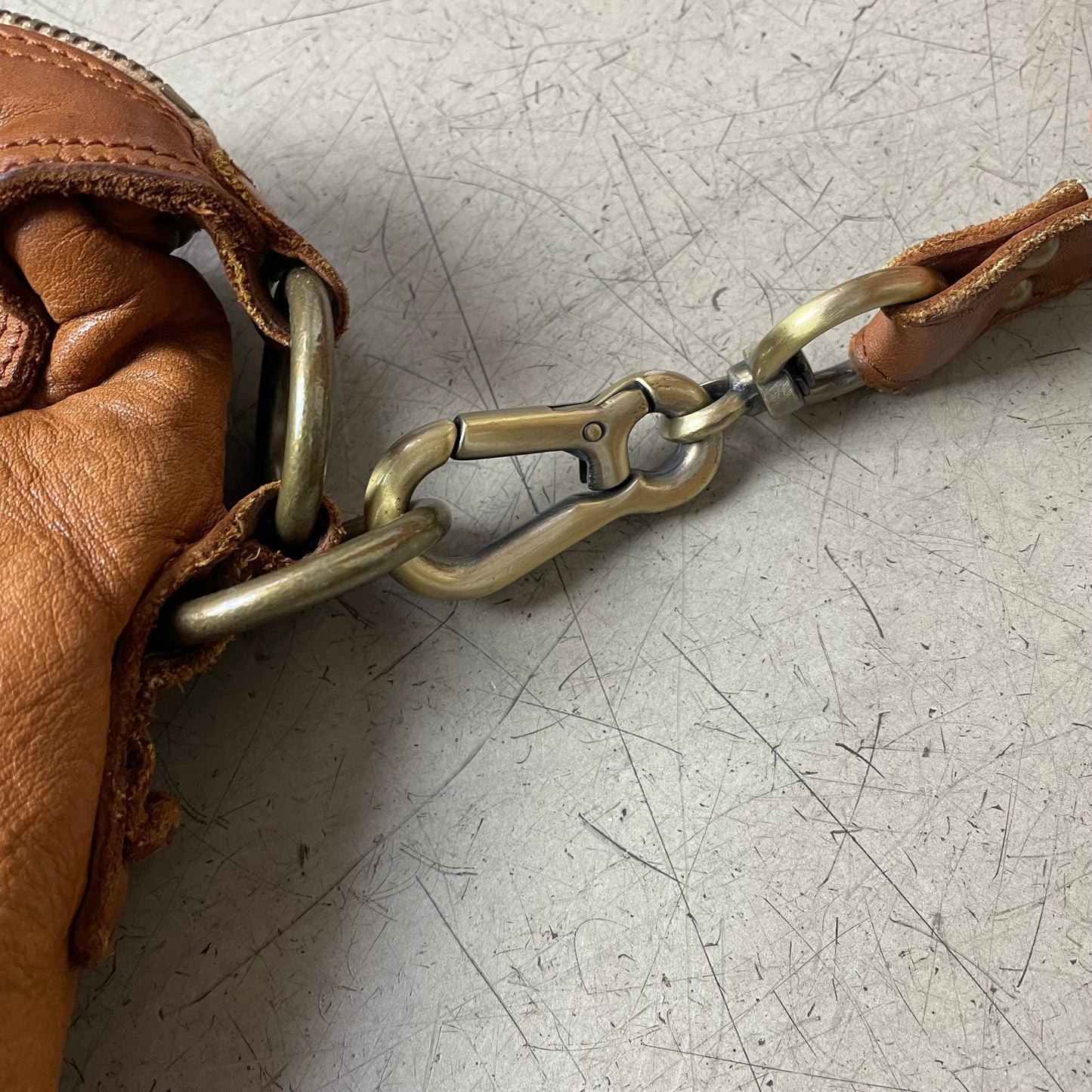 Leather Side Bag Leder Umhängetasche congnac braun