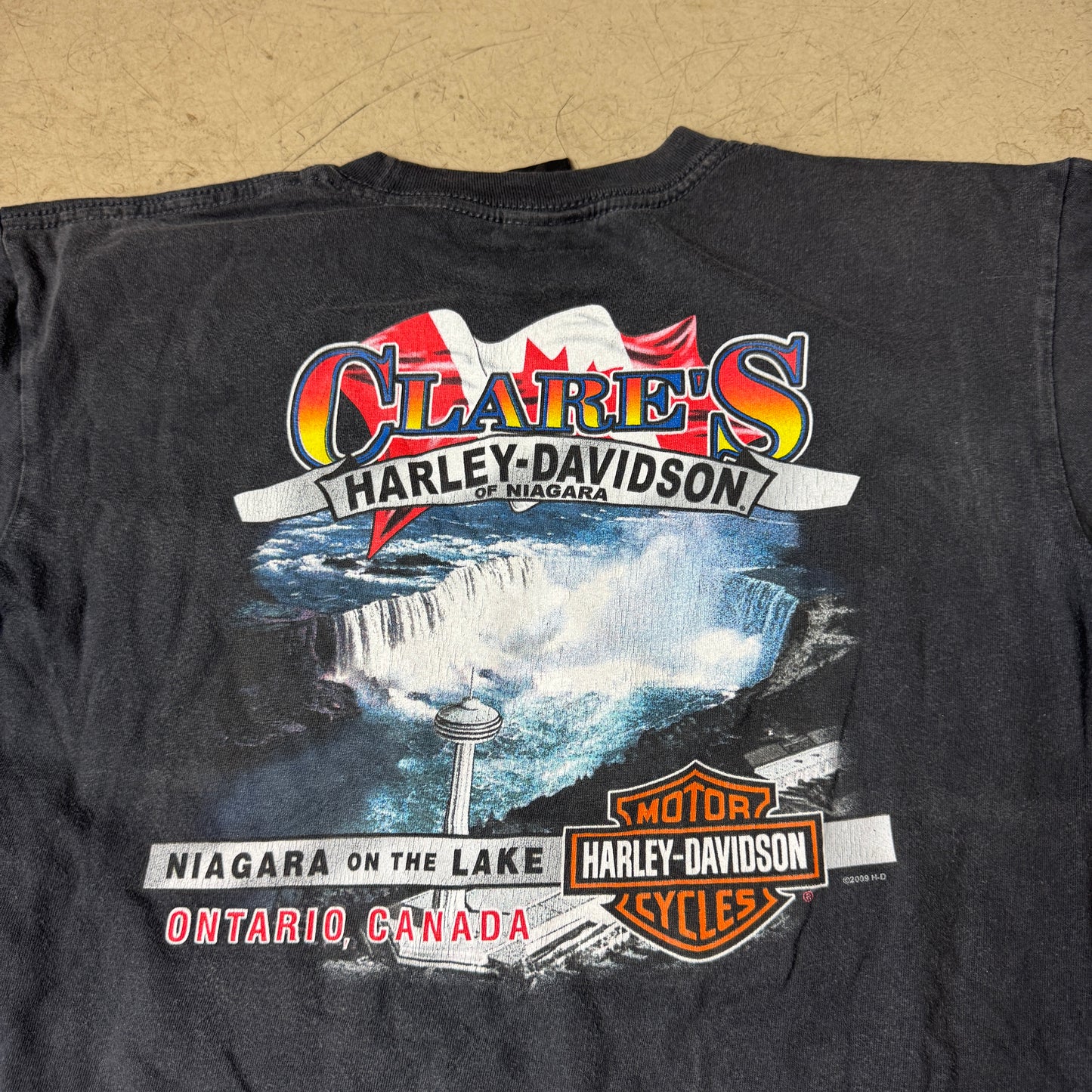 (M-L) 2009 Harley Davidson Niagara Dalls Pocket Tshirt schwarz
