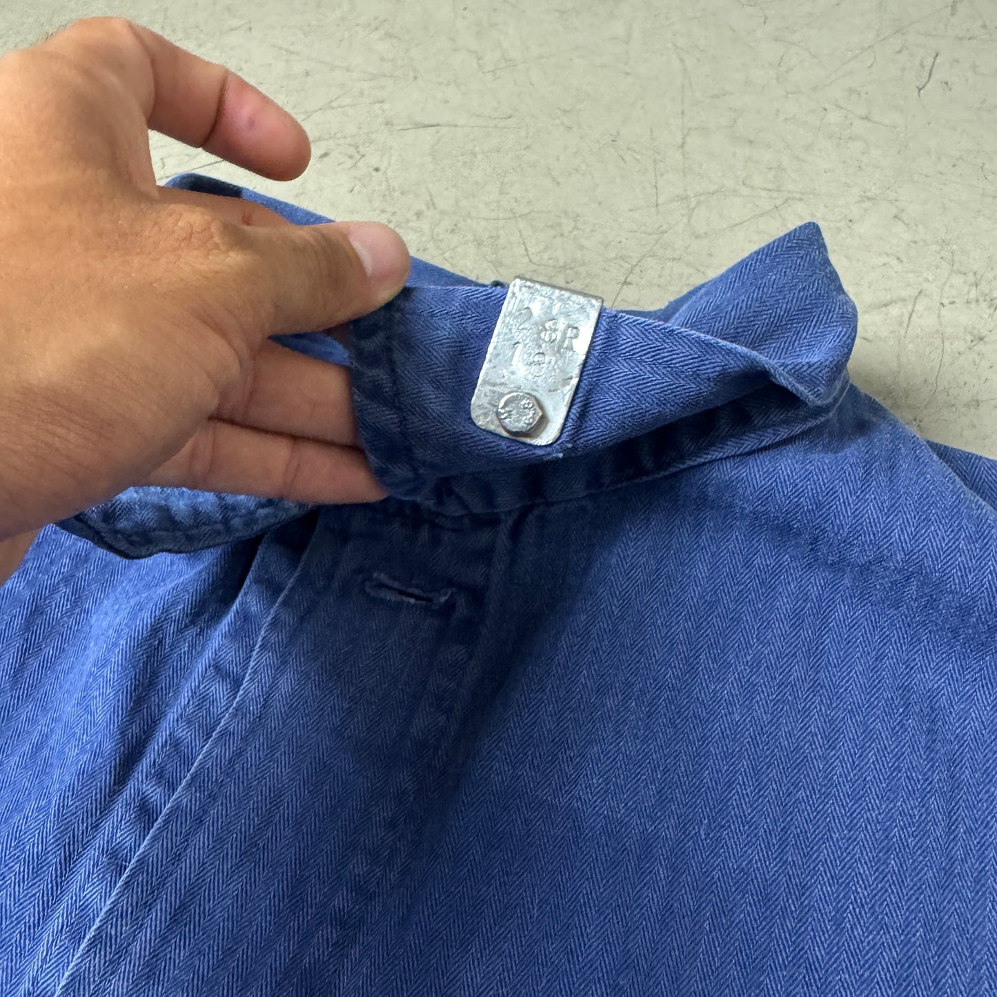 (XL) Metall Labeled French Work Shirt Faded Blau