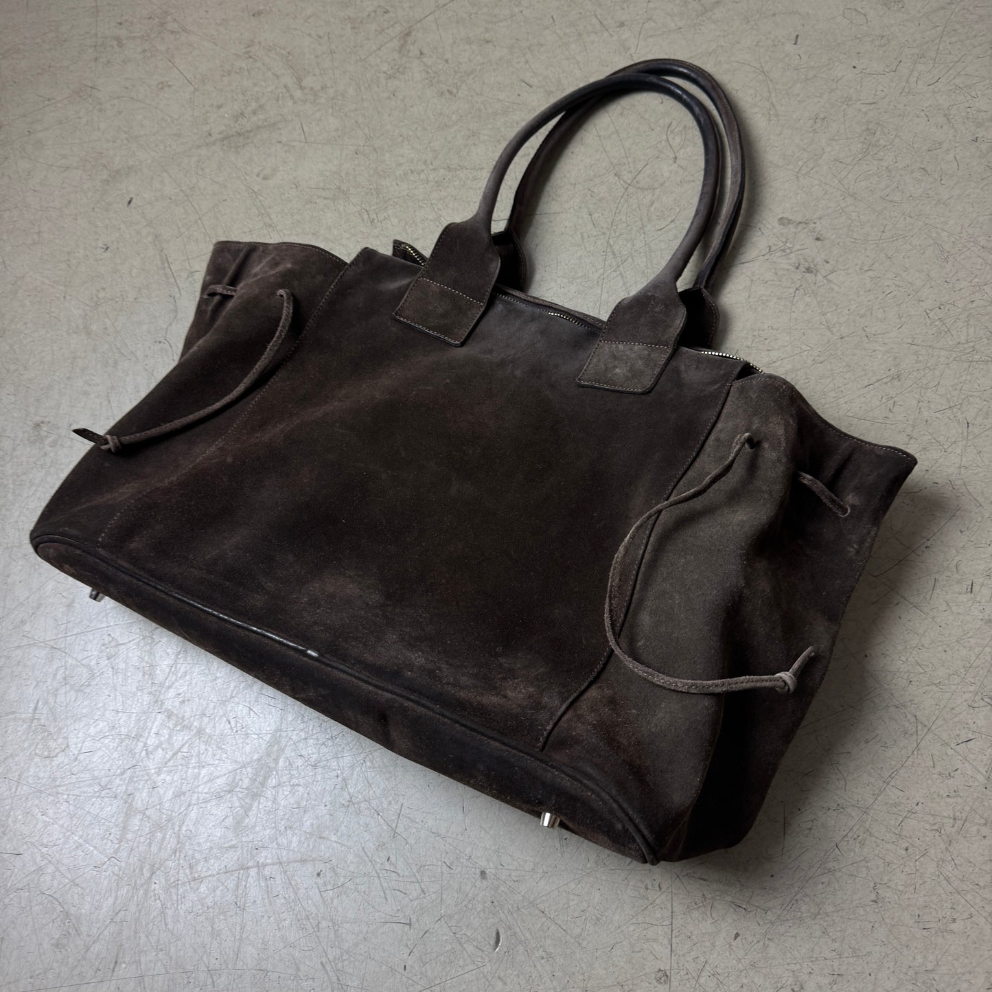 Unützer Leder Bag Handtasche dunkelbraun Wildleder Handmade in Italy