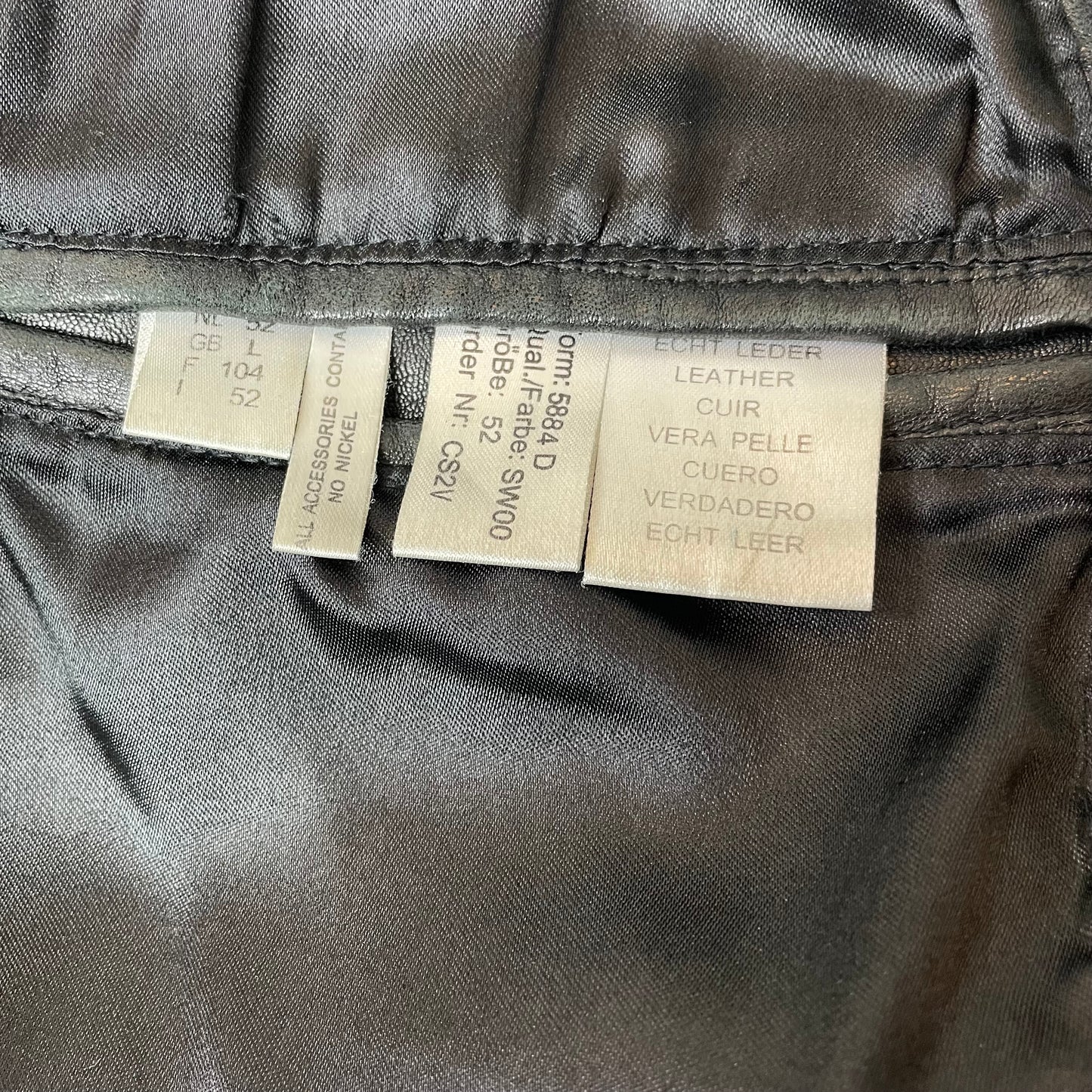 (L) Leder Biker Front Pocket Weste schwarz
