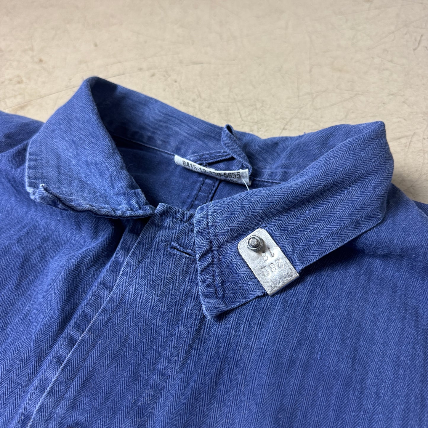 (XL) Metall Labeled French Work Shirt Faded Blau