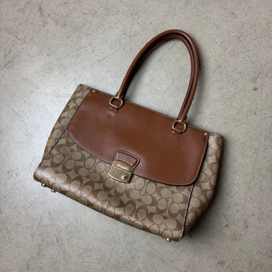 Coach Leder Handtasche Monogramm beige braun
