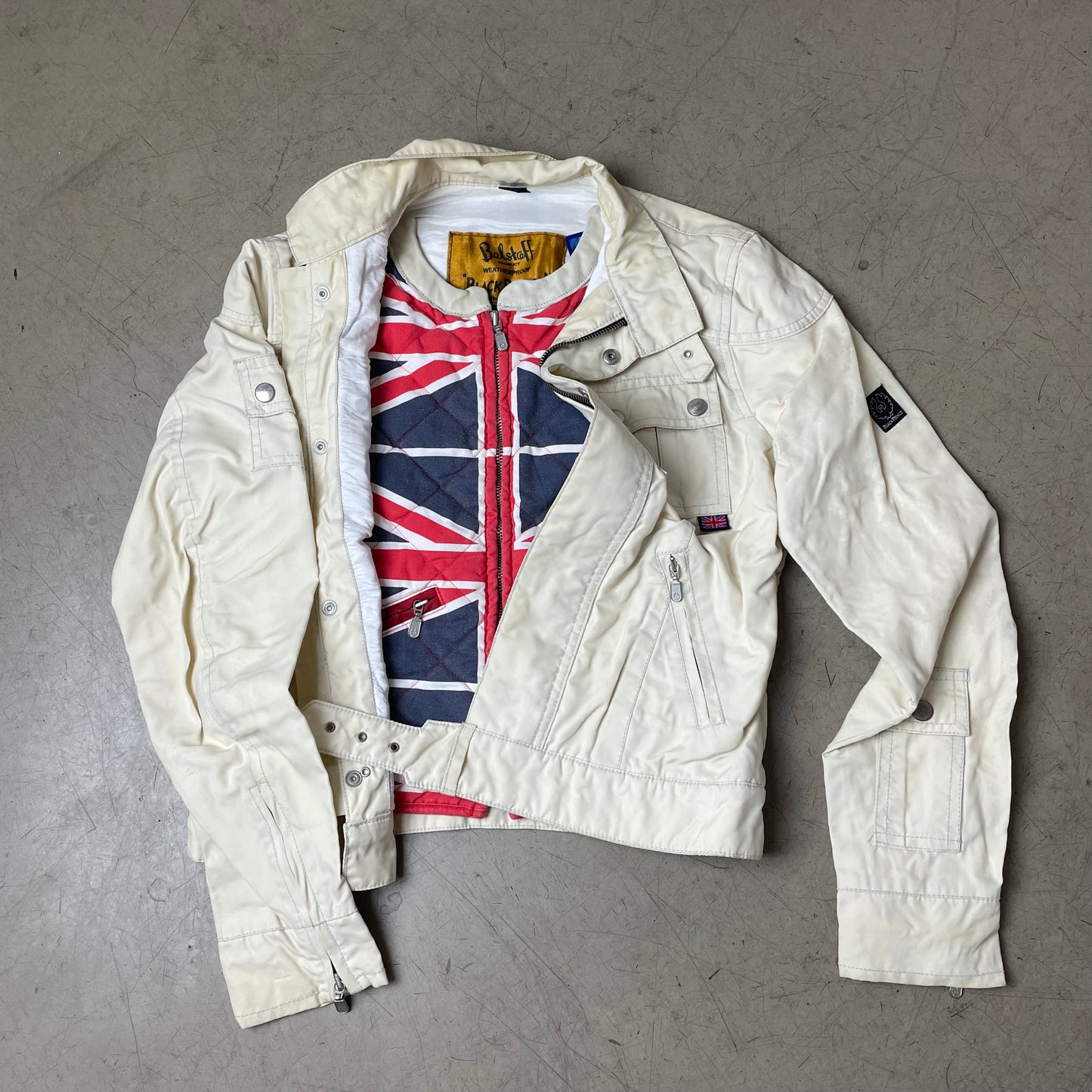 (M) Vintage Belstaff Black Prince Jacke beige Creme sz 42