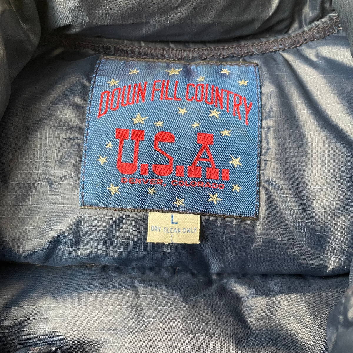 (L) Vintage Down Fill Country USA Puffer Weste dunkelblau Navy