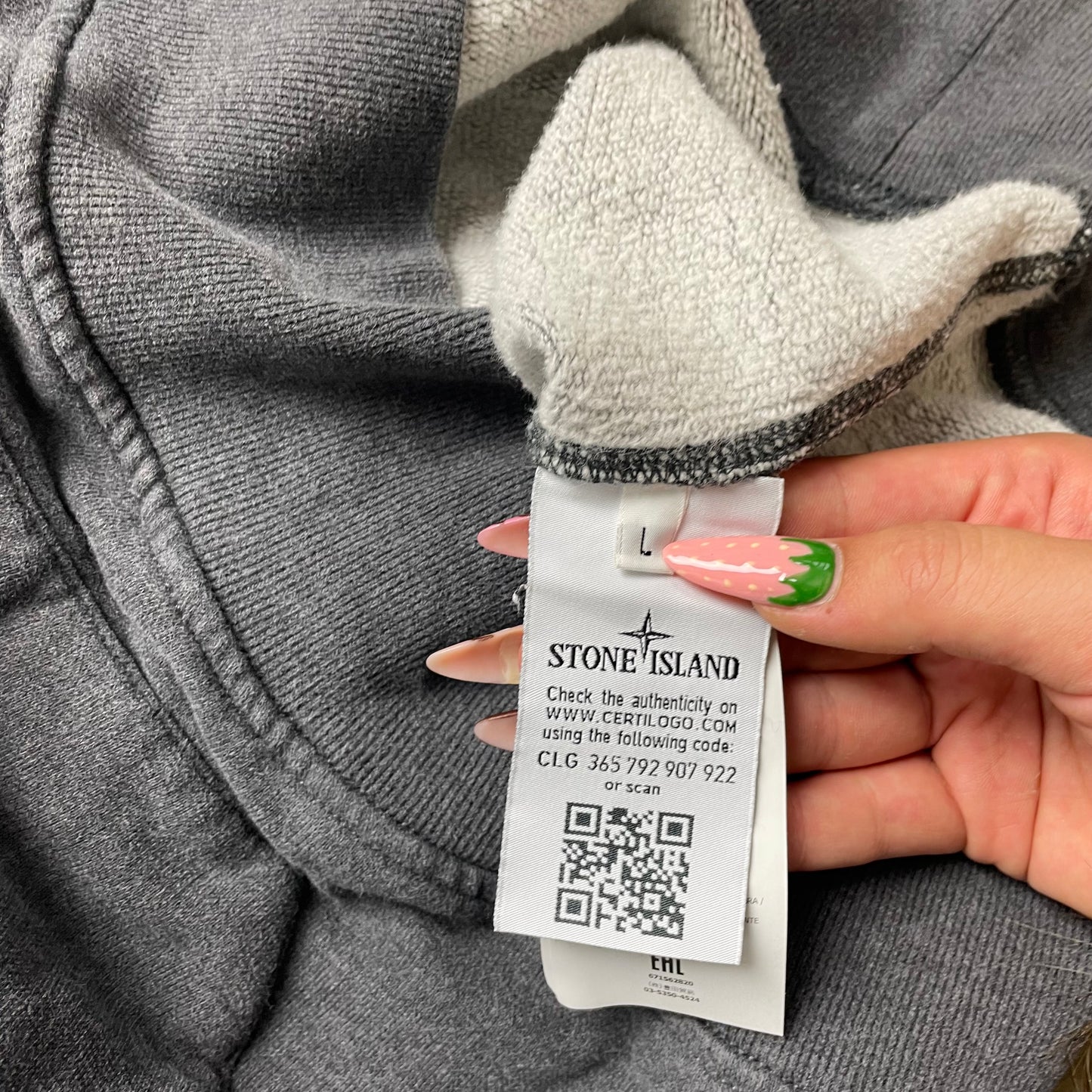 (M-L) Stone Island Patch Hoodie Grau