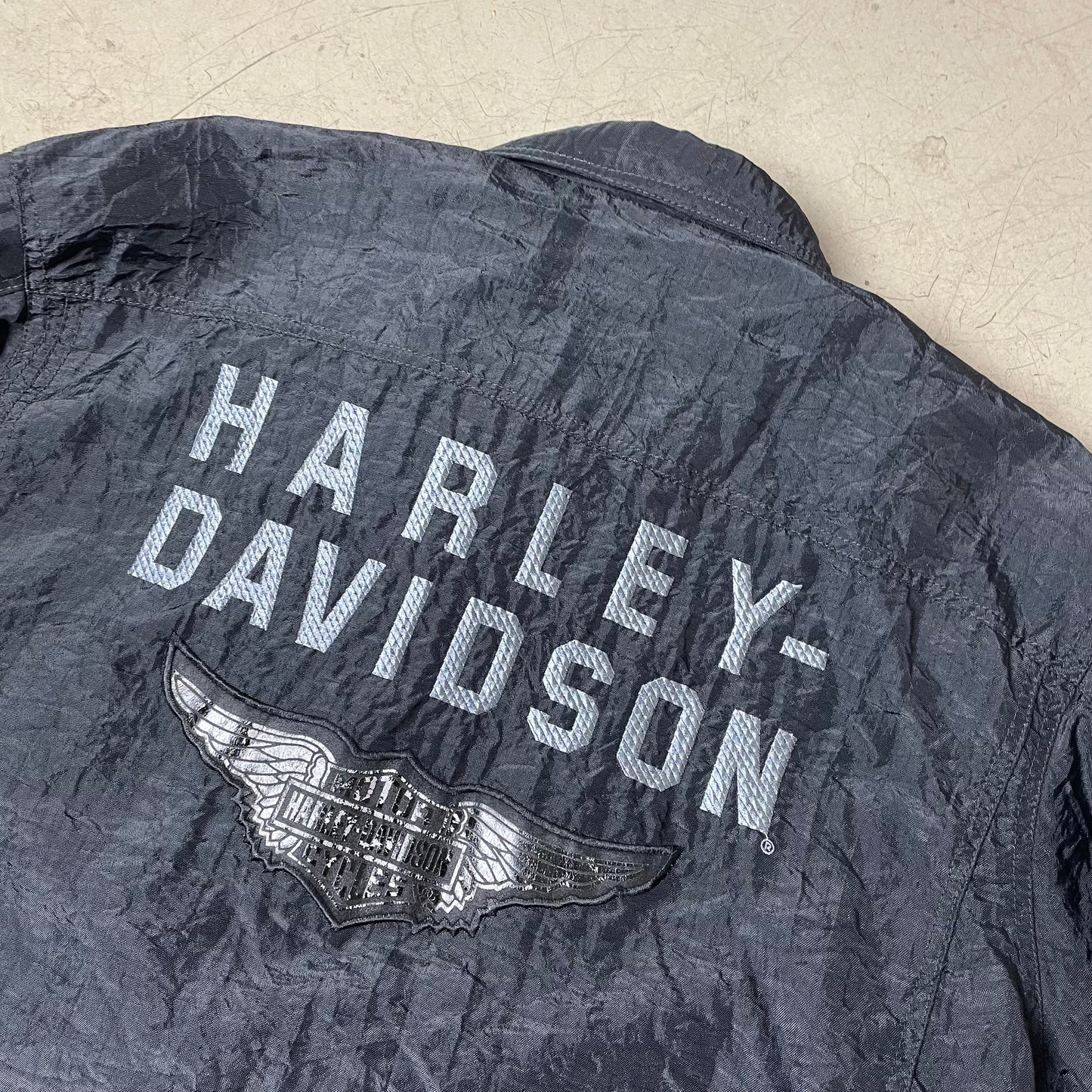 (L) Vintage Harley Davidson Harrington Jacket schwarz