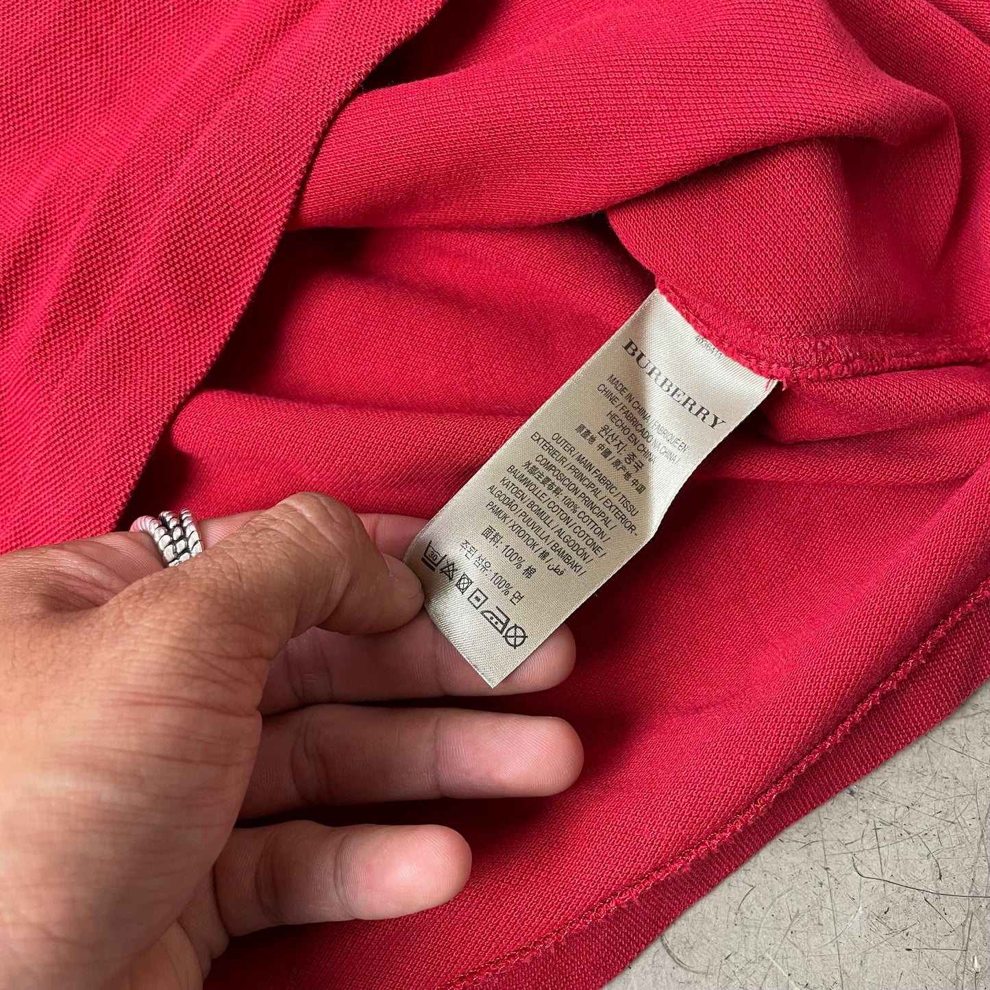 (XL) Burberry Polo Tshirt Rot Logo Stick
