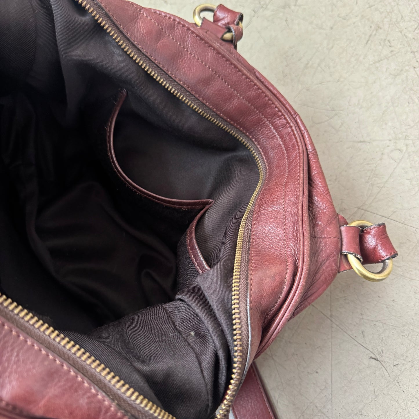 Abro Leder Umhänge-Tasche dunkelrot Burgundy