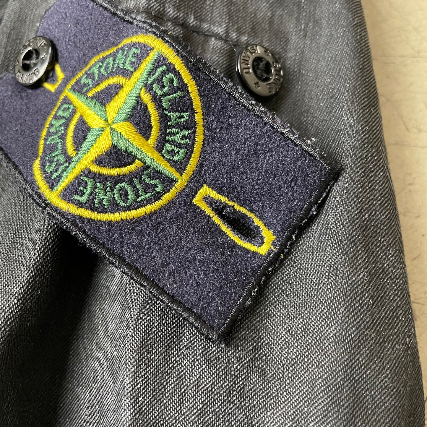 (M-L) Stone Island AW 2008 Lino Tela Hooded Jacket Waxed Cotton Black