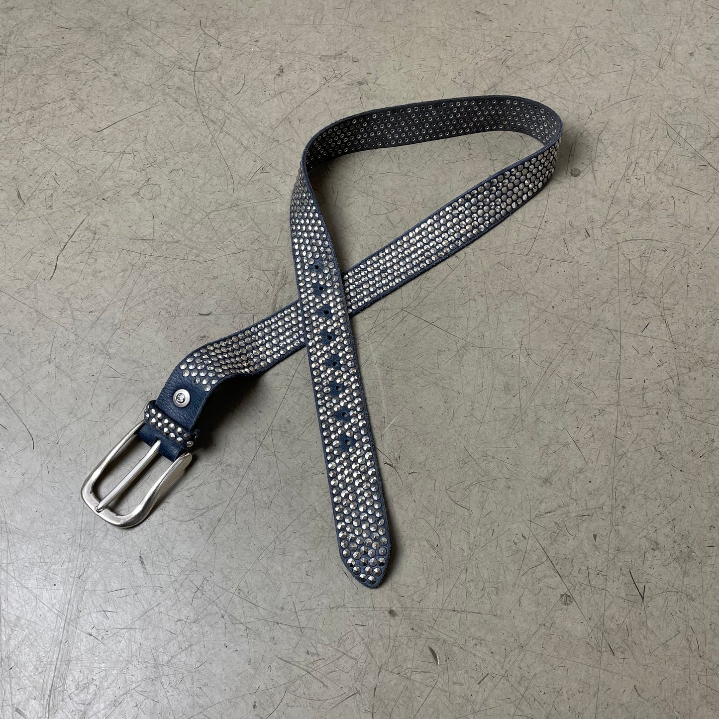Studded Leather Belt Ledergürtel grau Nieten