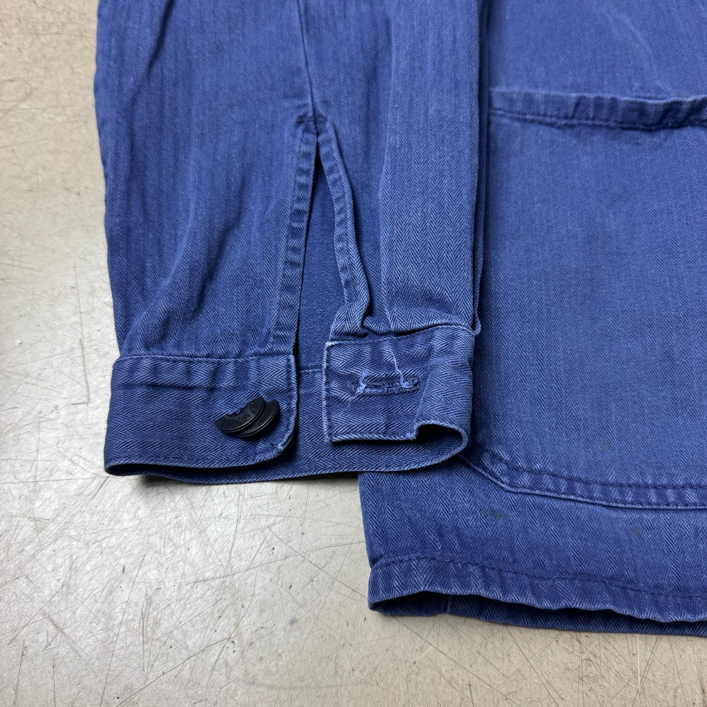 (XL) Metall Labeled French Work Shirt Faded Blau