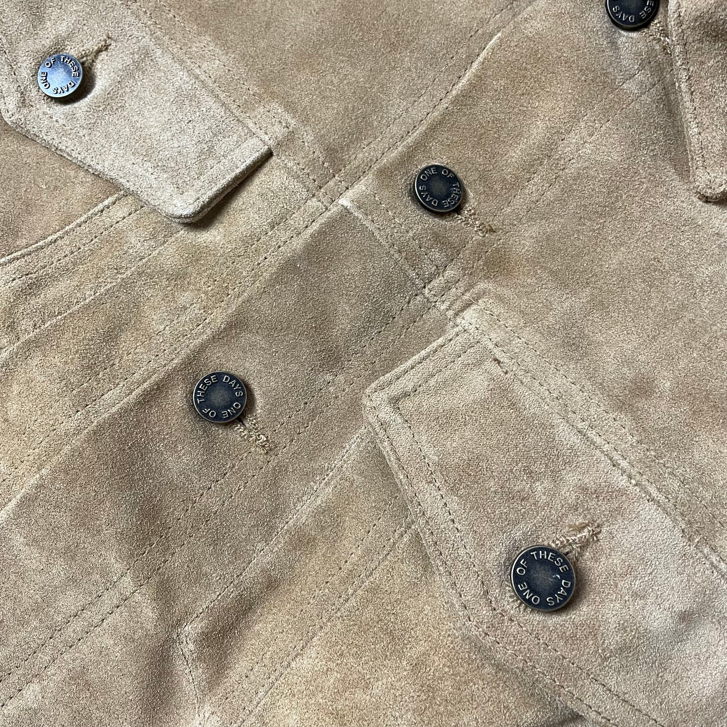 (L) One of These Days Suede Wildleder Trucker Lederjacke Western Cowboy braun