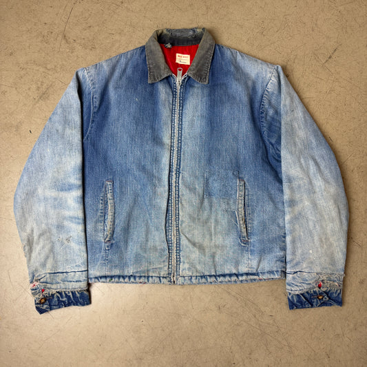 (S) Vintage Big Mac Saforized Penneys Jeansjacke Faded Blau Repaired