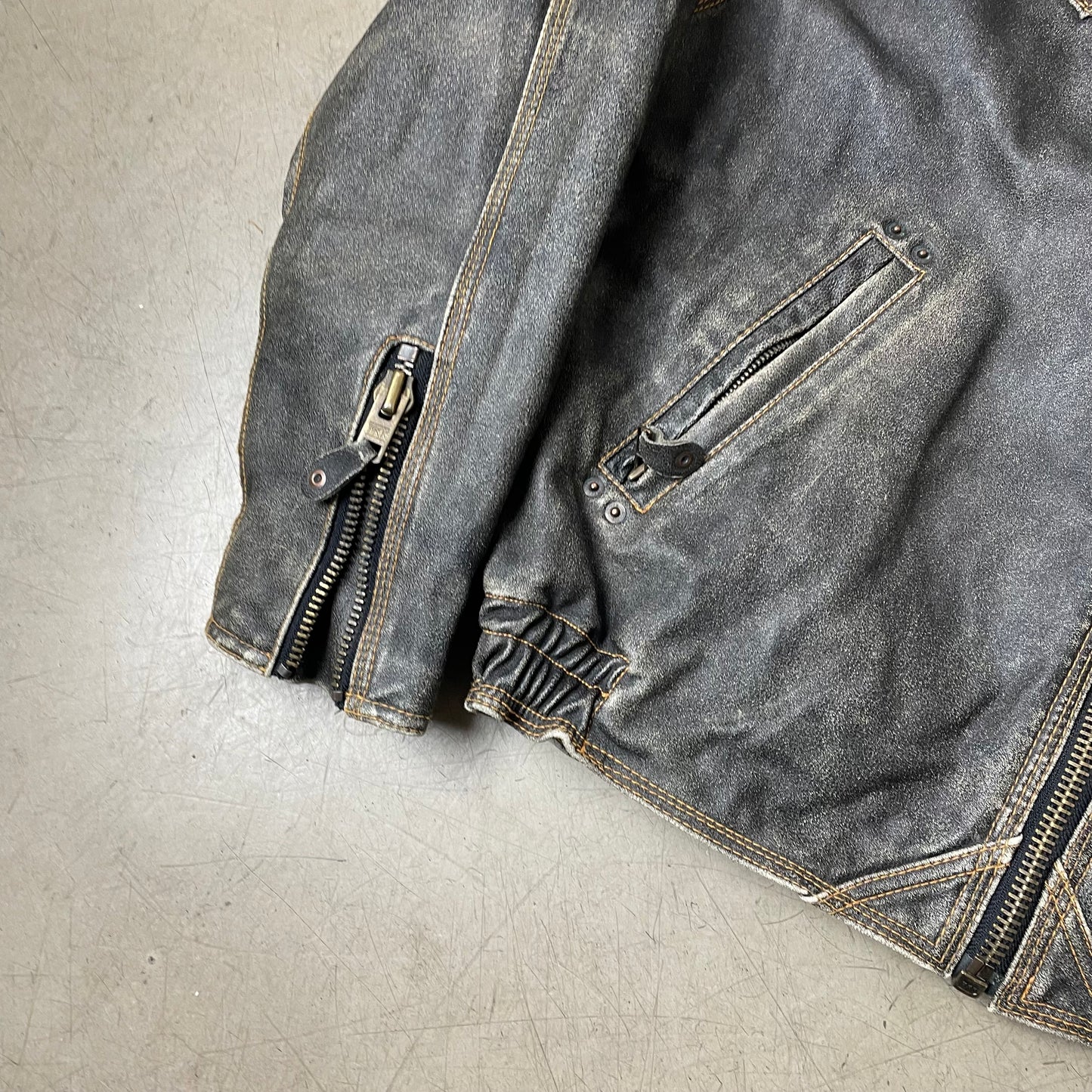 (XL) Vintage Marc O‘Polo Leder Bomberjacke Faded schwarz braun