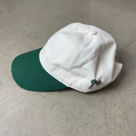 Antik Vintage Pin Canvas Cap dunkelgrün beige