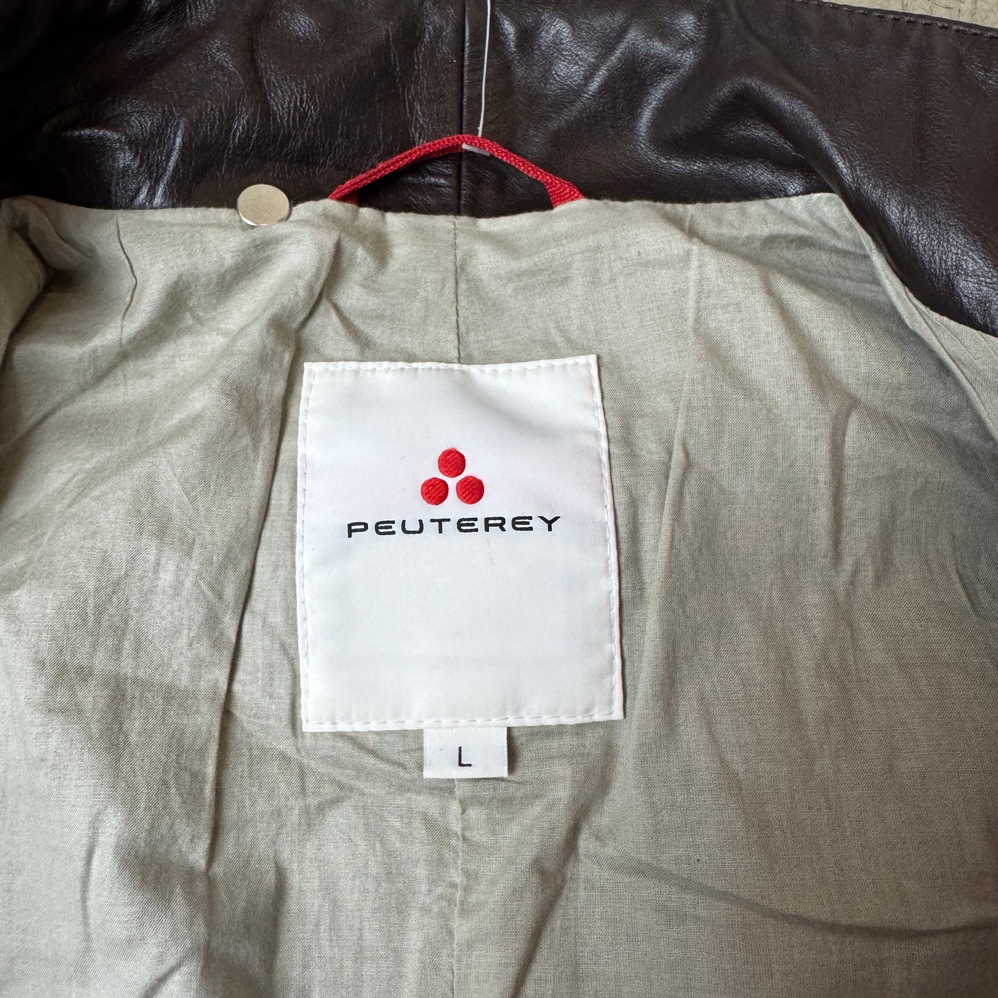 (M-L) Peuterey Front Pocket Lederjacke halblang dunkelbraun