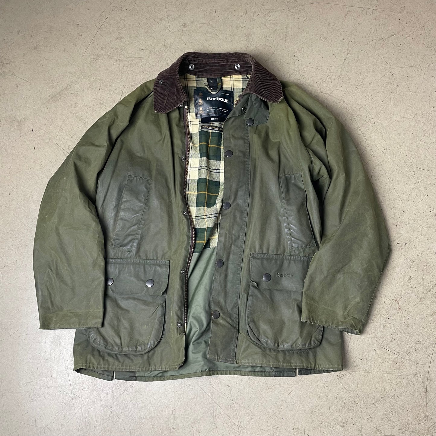 (M) Barbour Bedale Waxed Jacket A320 olive grün