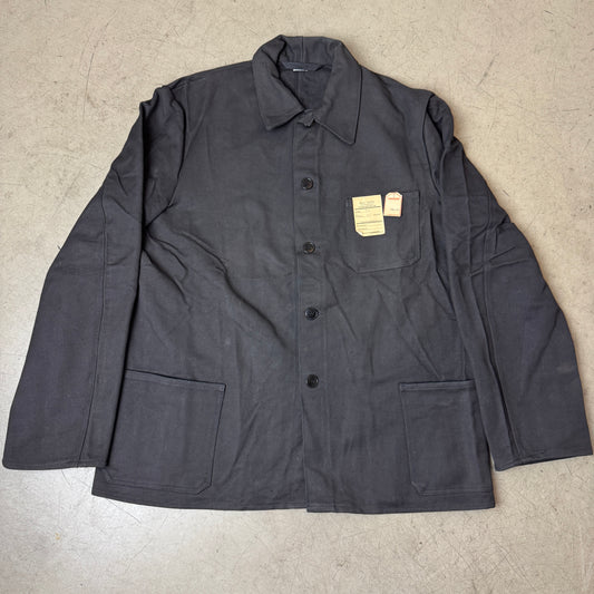 (L-XL) 1970s Deadstock Vintage Euro Work Shirt Schwarz