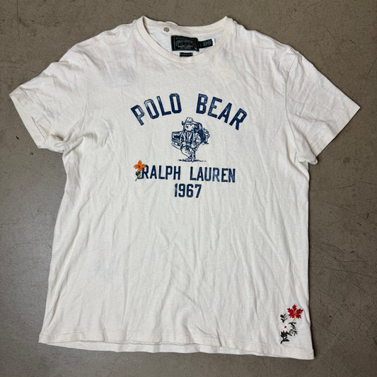 (L) Rare Polo Country Ralph Lauren Polo Bear Single Stitch Tshirt Creme