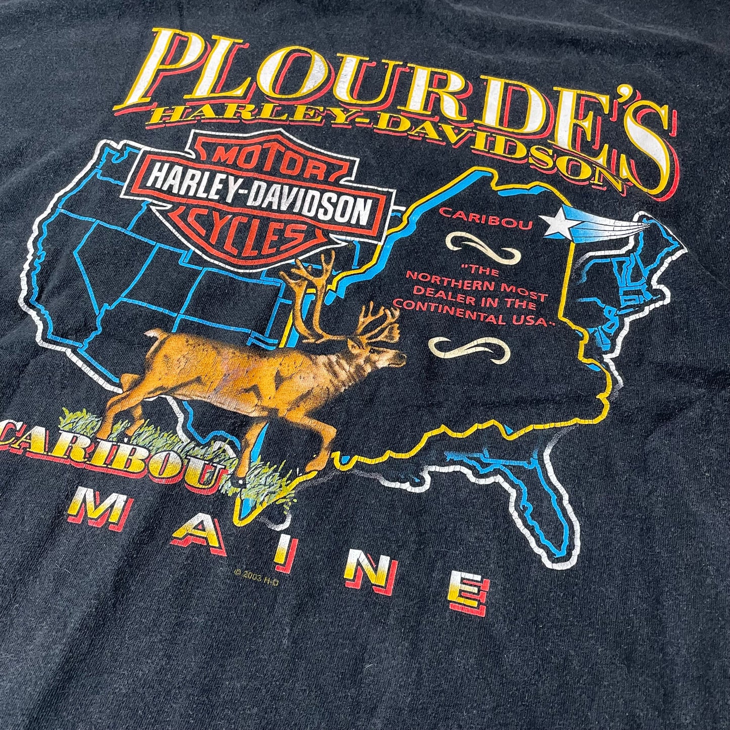(XL) 2003 Harley Davidson Maine Tshirt schwarz Blue Flames