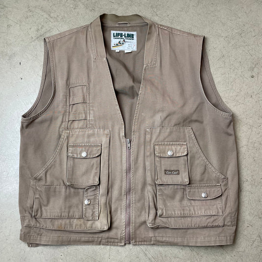 (L) Vintage Life-Line Mulitpocket Weste beige Khaki