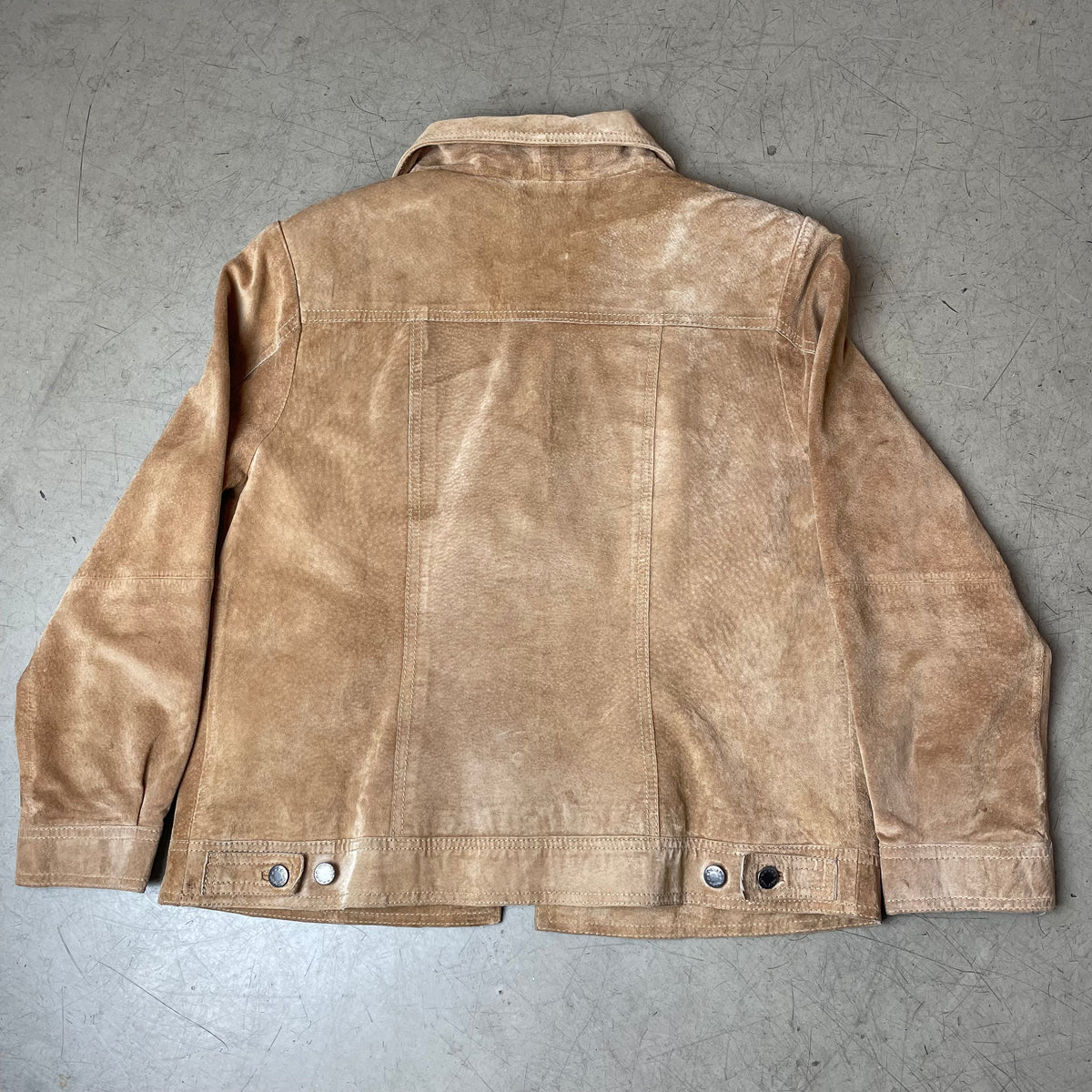 (S) Vintage Wildleder Trucker Jacke beige camel braun