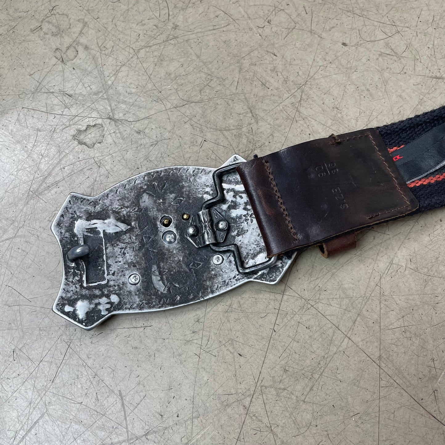 2000s Diesel Big Buckle Gürtel schwarz grau 106cm