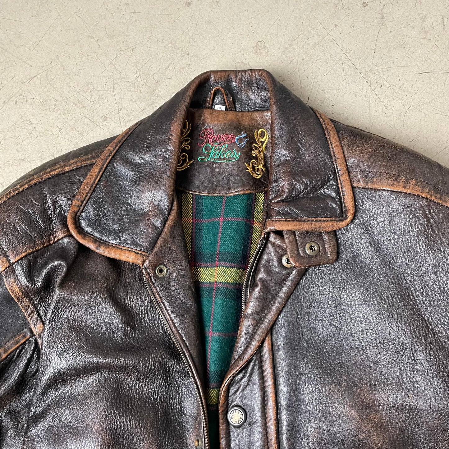 (M-L) Faded braun Leder Bomberjacke Pilotenjacke