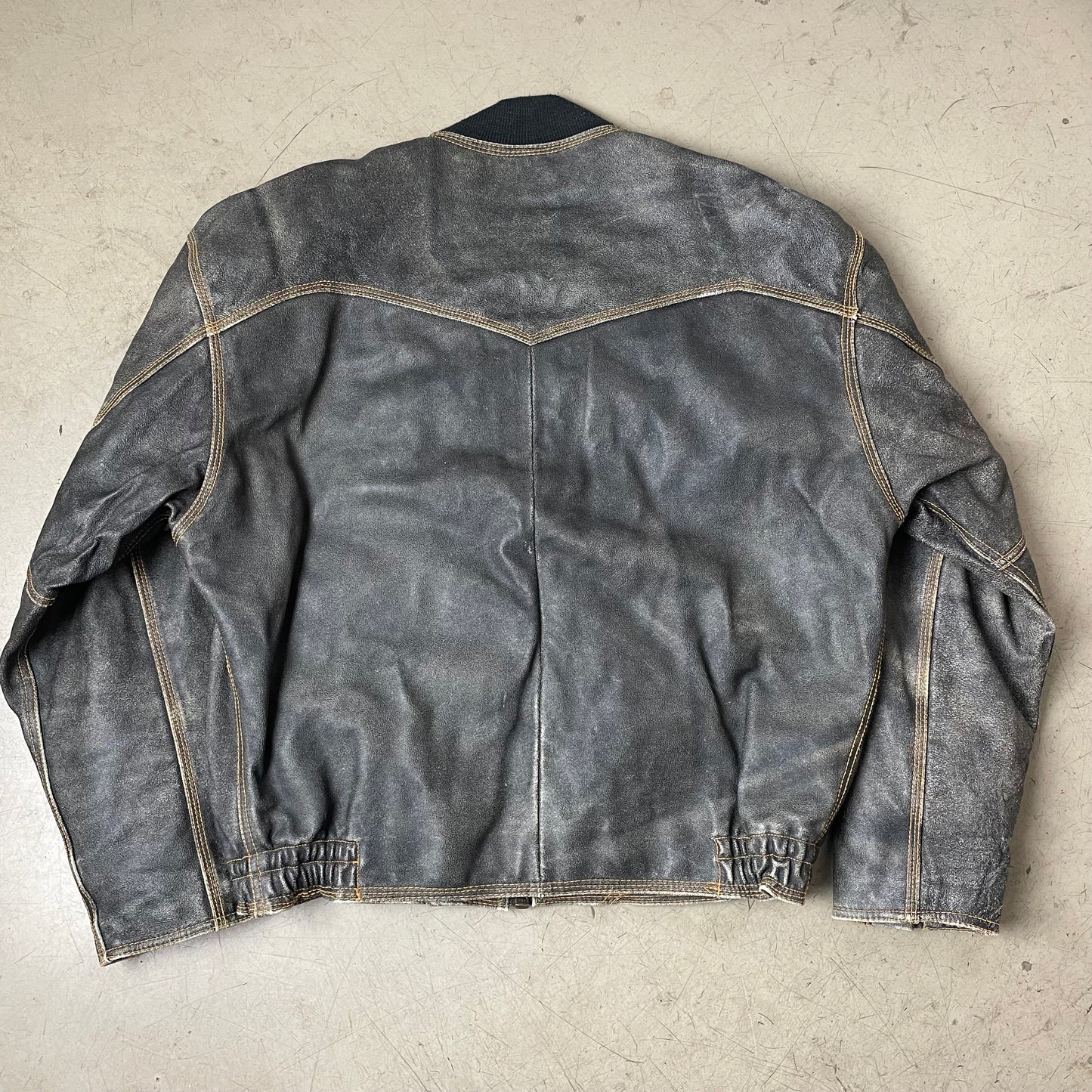(XL) Vintage Marc O‘Polo Leder Bomberjacke Faded schwarz braun