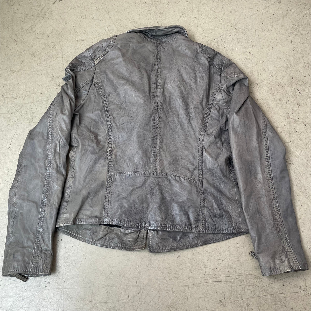 (L) Gipsy Biker Lederjacke Damen grau