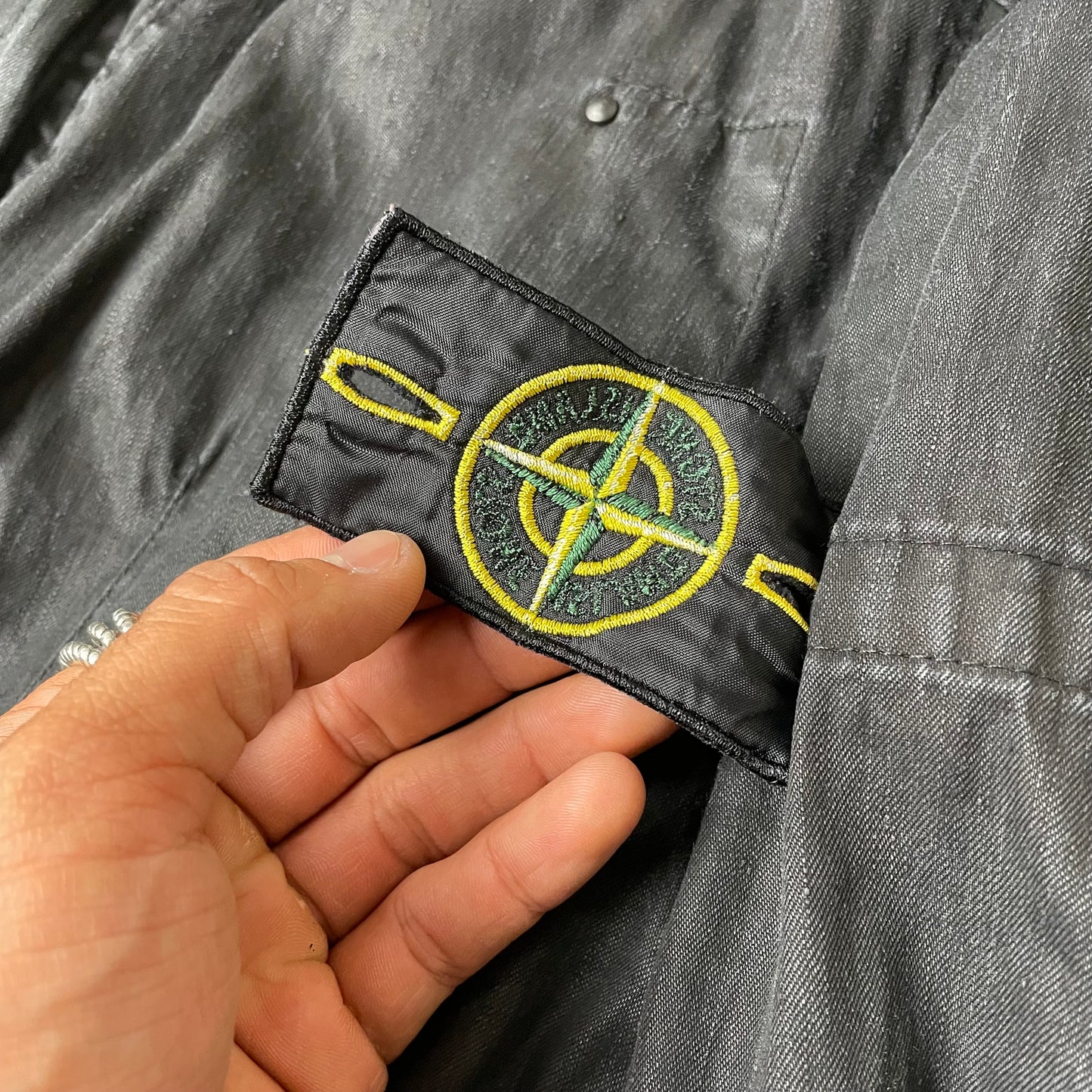 (M-L) Stone Island AW 2008 Lino Tela Hooded Jacket Waxed Cotton Black