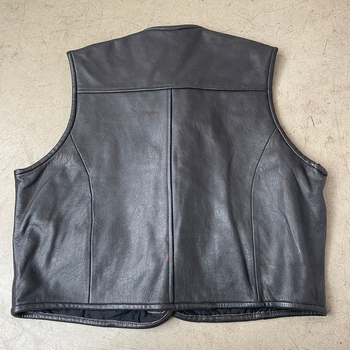 (L) Vintage Cable Car Leder Weste Biker schwarz
