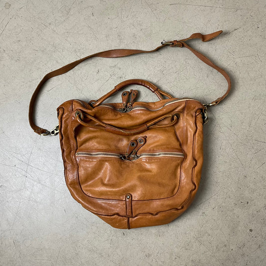 Leather Side Bag Leder Umhängetasche congnac braun