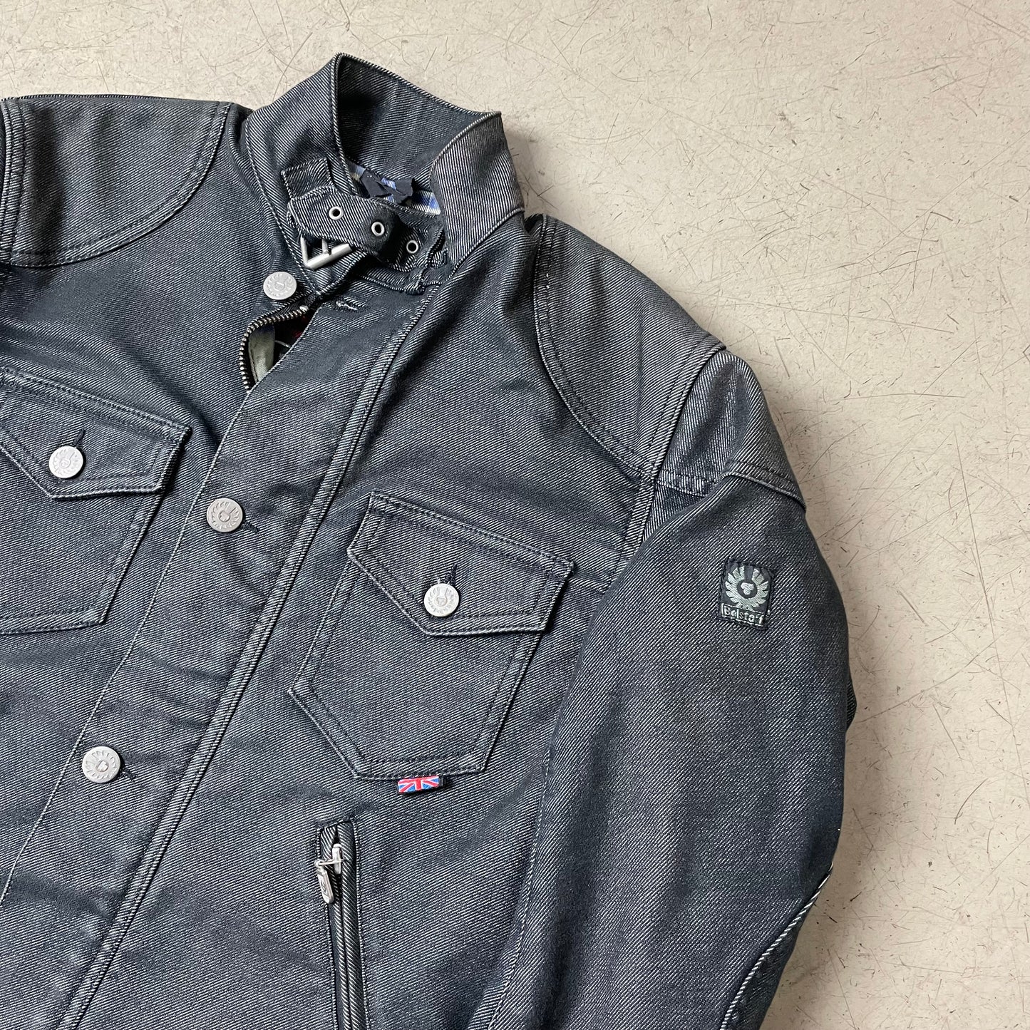 (S) Belstaff Wmn Denim Racing Jacket Navy blau grau