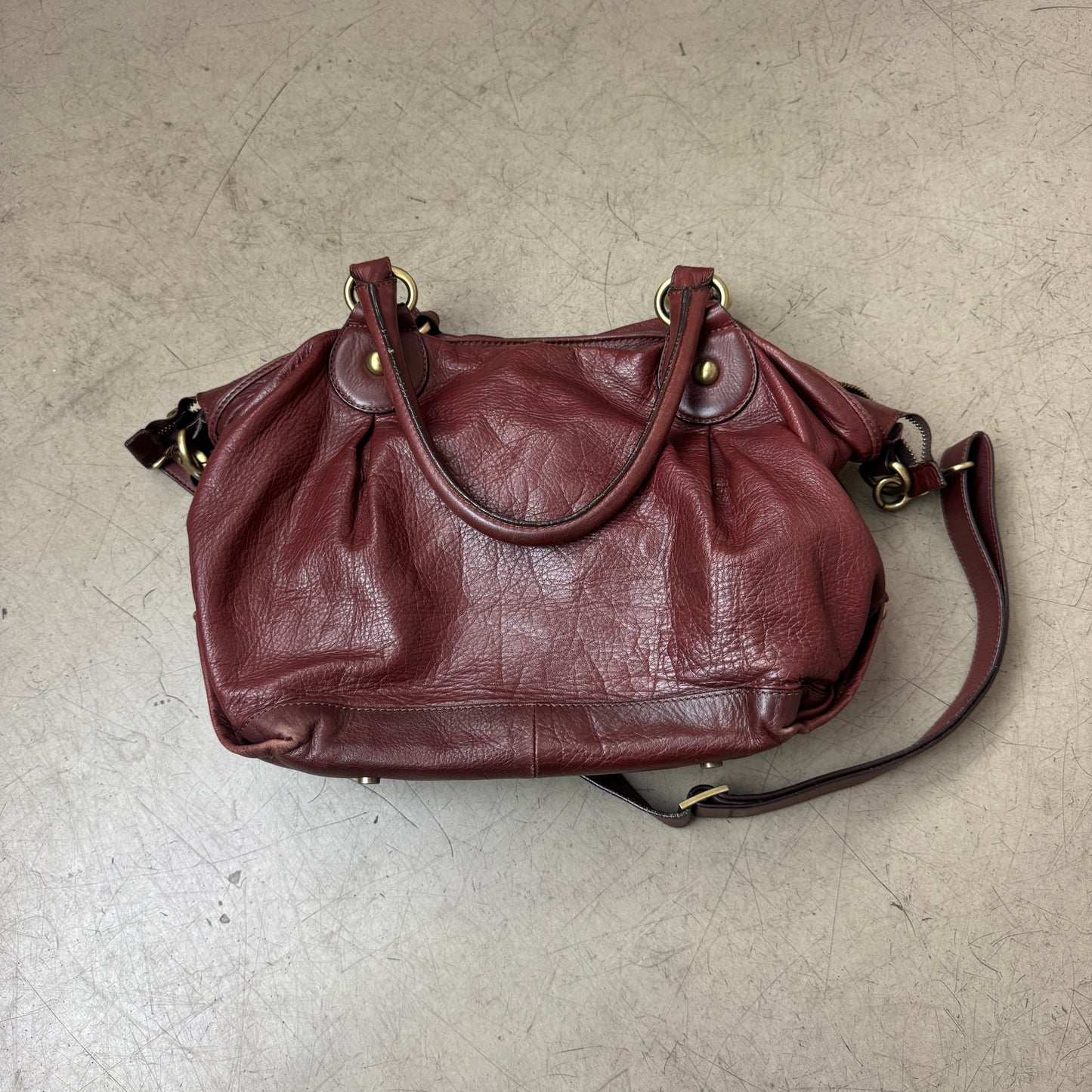 Abro Leder Umhänge-Tasche dunkelrot Burgundy
