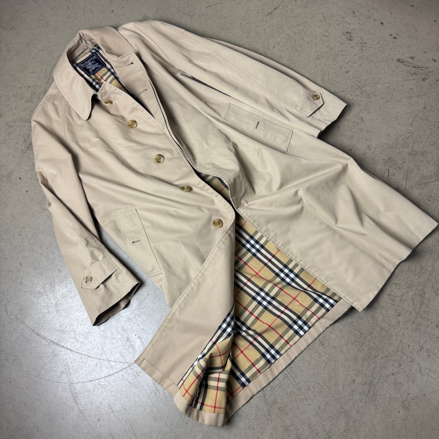 (L) Vintage Burberry Trench Coat Mantel beige creme
